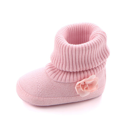 Bottines pour bébé fille, chaussettes à revers, chaussures à enfiler, chaussures pour tout-petits