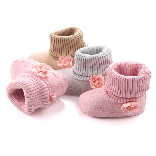 Bottines pour bébé fille, chaussettes à revers, chaussures à enfiler, chaussures pour tout-petits