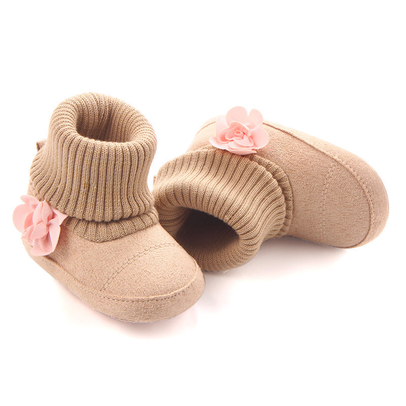 Bottines pour bébé fille, chaussettes à revers, chaussures à enfiler, chaussures pour tout-petits