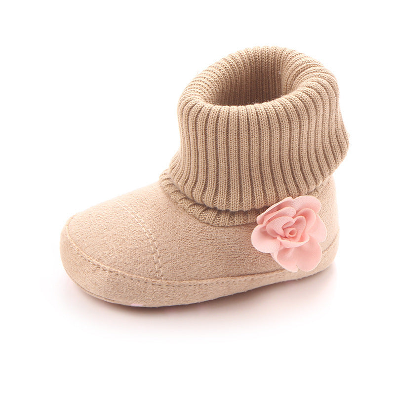 Bottines pour bébé fille, chaussettes à revers, chaussures à enfiler, chaussures pour tout-petits