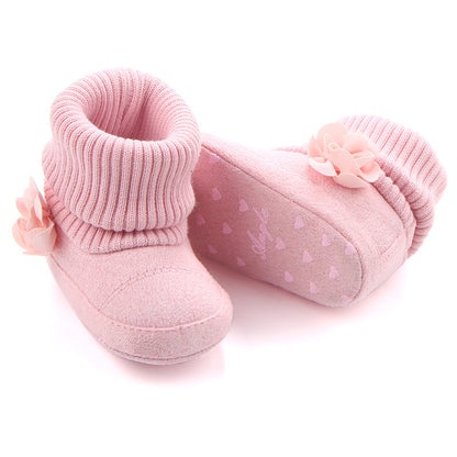 Bottines pour bébé fille, chaussettes à revers, chaussures à enfiler, chaussures pour tout-petits